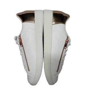 Women's Just Fab Sneakers Size 8.5 White/Rose Gold